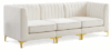Gramercy (Cream) 3-Seat Sofa w/ Gold Legs