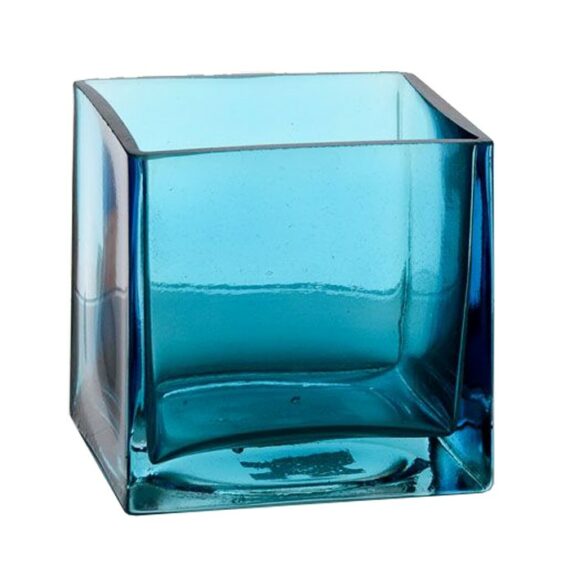 Blue Translucent Square Vase