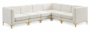 Gramercy (Cream) 6-Seat Sofa w/ Gold Legs
