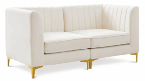 Gramercy (Cream) 2-Seat Sofa w/ Gold Legs