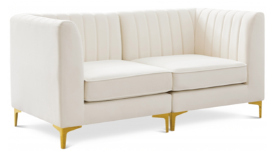 Gramercy (Cream) 2-Seat Sofa w/ Gold Legs