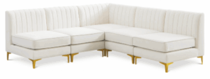 Gramercy (Cream) 5-Seat Sofa w/ Gold Legs
