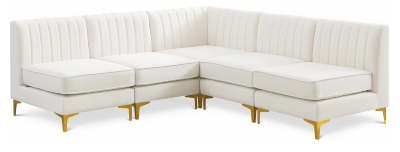 Gramercy (Cream) 5-Seat Sofa w/ Gold Legs
