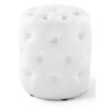 White Round Tufted Ottoman