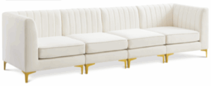 Gramercy (Cream) 4-Seat Sofa w/ Gold Legs