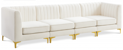 Gramercy (Cream) 4-Seat Sofa w/ Gold Legs
