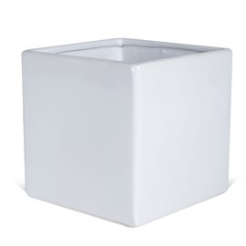 6H White Gloss Ceramic Square Vase