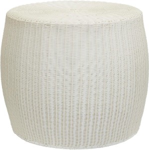 White Rattan Accent Table