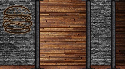 Burger, Wood & Stone Backdrop (18' x 10')