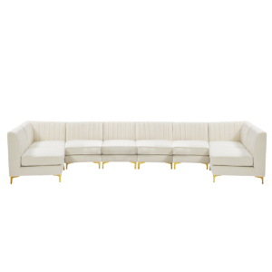 Gramercy (Cream) 8-Seat Sofa w/ Gold Legs