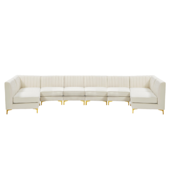 Gramercy (Cream) 8-Seat Sofa w/ Gold Legs