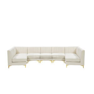 Gramercy (Cream) 7-Seat Sofa w/ Gold Legs